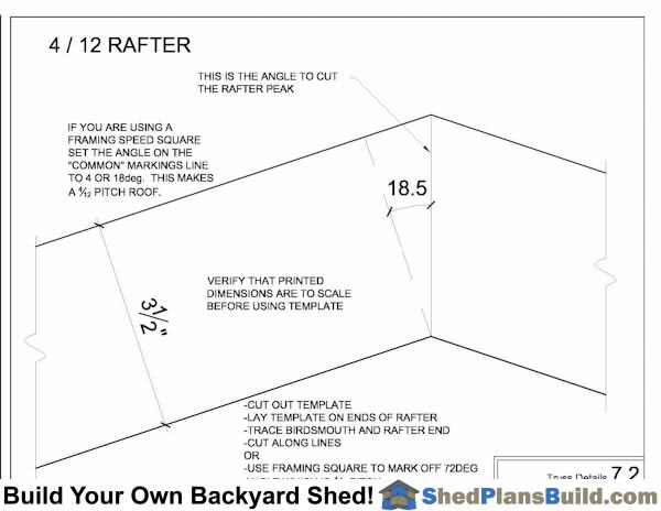 Roof Rafter Angle Cut For 4 in 12 Rafters