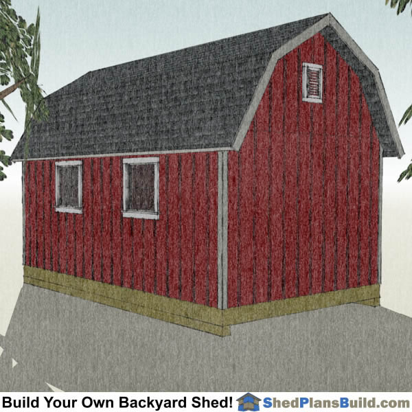 12x20 Gambrel Shed Plans Right Rear