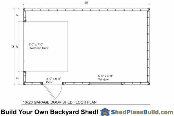 12x20 Garage Door Storage Shed Plans